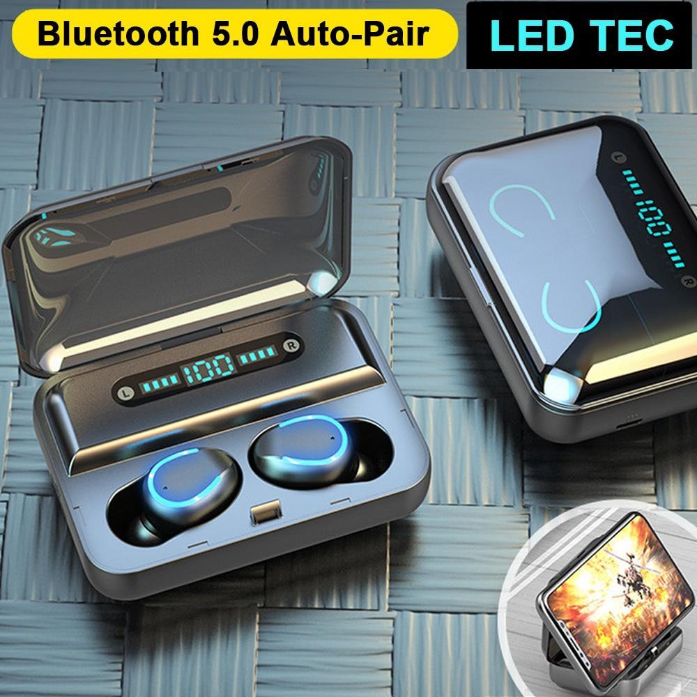 Mini Bluetooth Earphones LED Display Headphones Stereo Sound